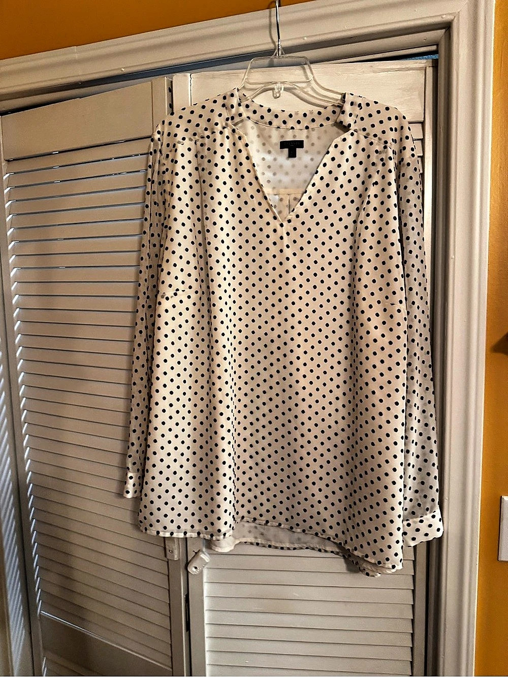 Talbots Polka Dot Blouse in Cream & Black Size 3X